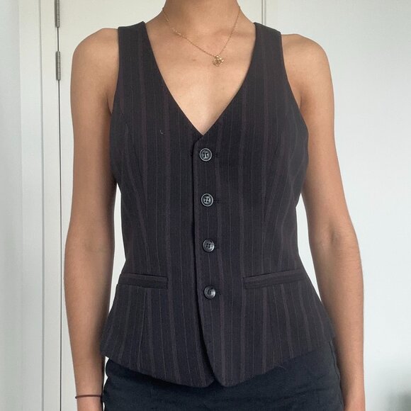early 2000s pinstriped black and purple vest! - Picture 1 of 9